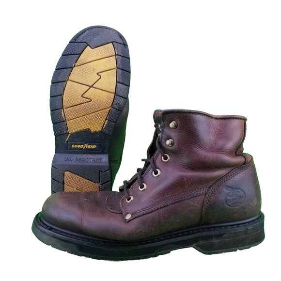 ✅Classic BROWN Leather Georgia Boots Mens 10M Lace up Soft Toe G6173 Work Shoes - Picture 2 of 12
